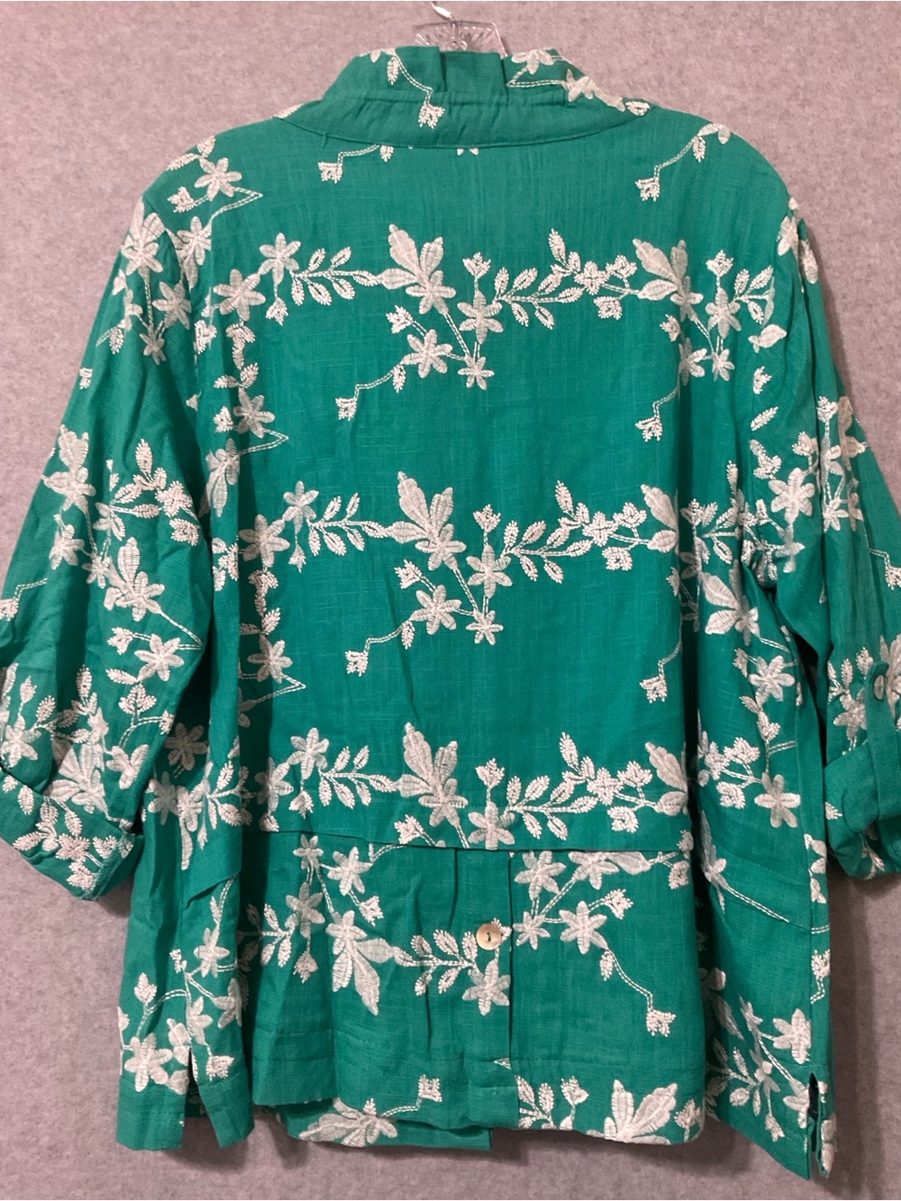 Soft Surroundings Women Green Floral Button-Front Blouse SZ L - Picture 9 of 13
